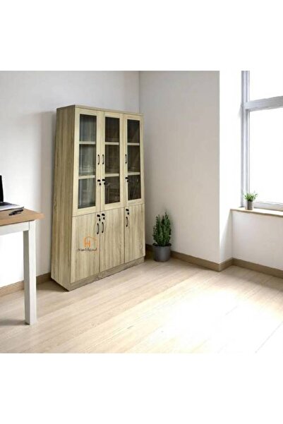Al Saadah Home رف كتب مكتبي بكمية محدودة 3 أبواب خشبية - خشب - 120×40×200 سم