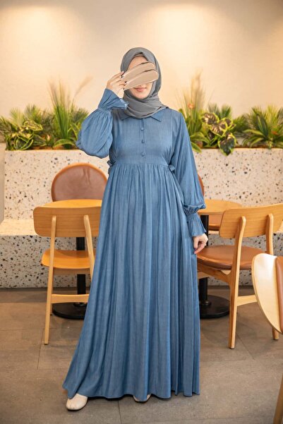 Nissra Ankanoor Side Tie Half Pat Denim Dress 145cm Anka265145