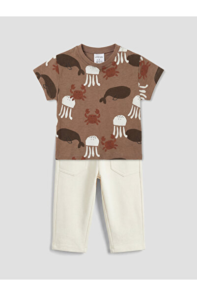 LC Waikiki Tricou cu guler rotund și pantaloni pentru bebeluși băieți