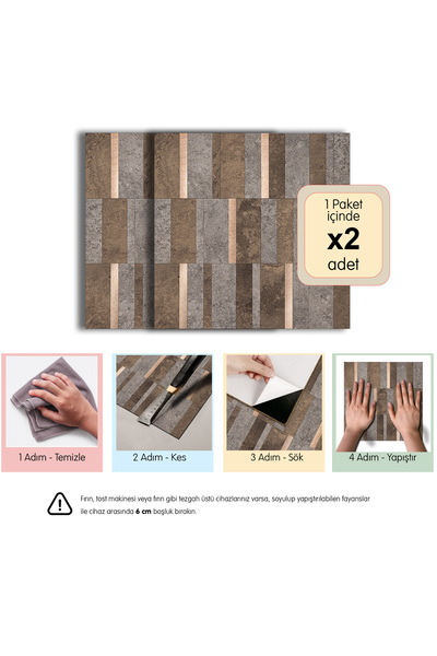 Stickez Tiles 3D Kendinden Yapışkanlı Metal Kompozit Duvar Karosu 30 cm x 30 ...