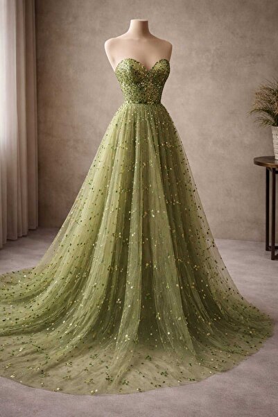 TESATURI OUTLET Πράσινο Ελιάς Τούλι με πουά από πούλιες – Κομψό ύφασμα για βρ...