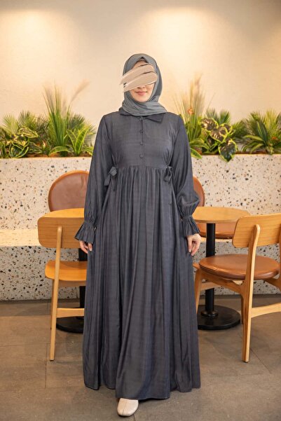 Nissra Ankanoor Side Tie Half Pat Denim Dress 145cm Anka265145