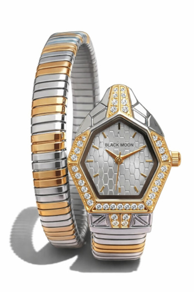 Black Moon Women's Snake Wrap Watch in Gold and Silver