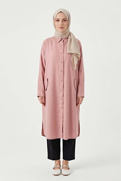 Lale Butik Lyocell Shirt Long Tunic 7509 Pink