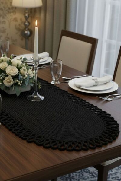 Comfort Craft مفرش طاولة منسوج قابل للغسل مقاس 33x100 سم - مفرش طاولة بيضاوي ...