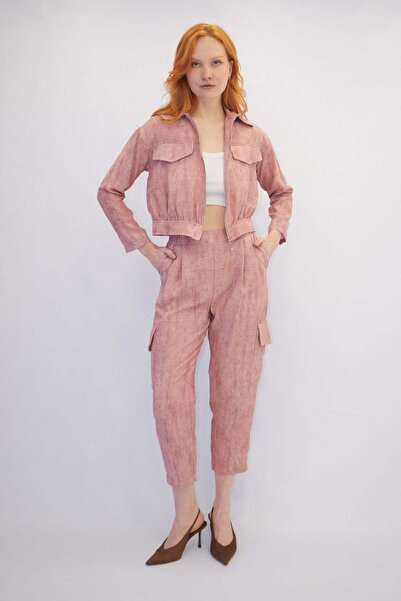 ONNO PRIVE Pocketed Zipper Detailed Suit Pink