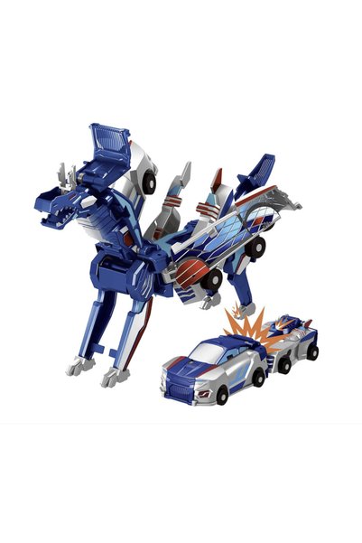 OEM Jucărie Transformabilă Mașină Dragon 2-în-1 cu Aripi Argintii, Magnetică, Albastră