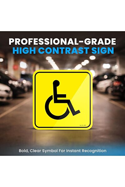 RUBIK 2 Pack Self Adhesive Disabled Handicap Car Sticker, Reflective Vinyl Decal Sign 15x15cm (Yellow)