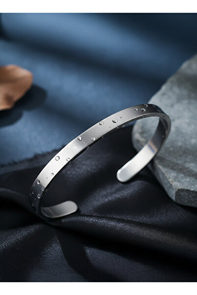 Generic Titanium Steel C‑Shaped Bracelet – Silver