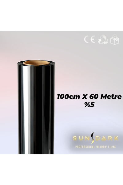 SUNDARK 100 سم × 60 متر |   %5 |   فيلم زجاجي أسود | |   طبقة التكنولوجيا الن...