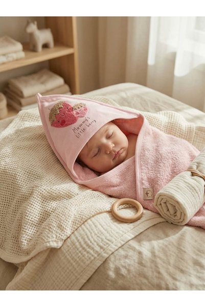 İloya Naturel 100% Cotton Baby Bathrobe Towel + Washcloth Set I 0-2 Years