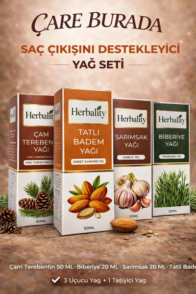 Çare Burada Saç Çıkışını Destekleyici Yağ Seti (Sarımsak Yağı & Biberiye Yağı...
