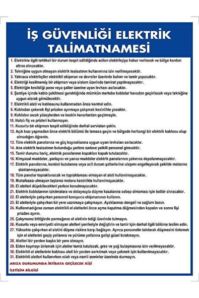 ünalgrup Work Safety Electrical Instruction Warning/Warning Sign