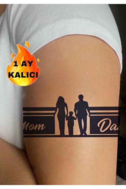 Mecit Tuhafiye 1 AY KALICI ANNE VE BABA ŞERİT KOL BİİLEK İÇİN GEÇİCİ DÖVME
