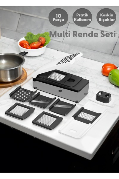 İAT Multi Rende seti sebze meyve rendeleme ve dilimleyici 10 parça