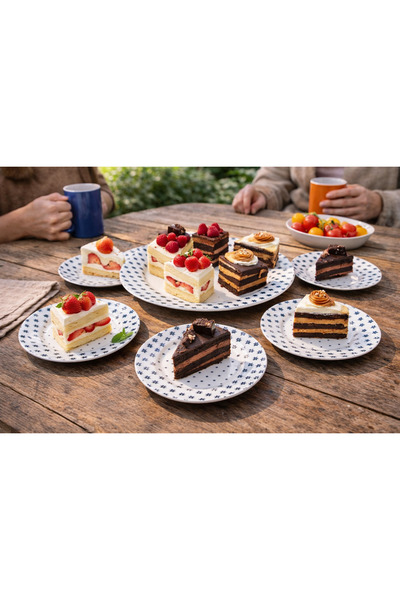 DECORS CENTER Lujo dekoratif nokta desenli 7 parça pasta seti