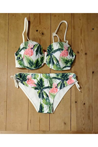 Beach Fashion Dolgulu Straplez Bikini Takım