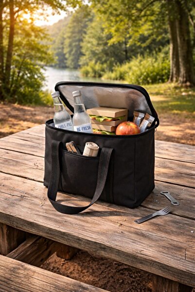 Bayev Μαύρη Θερμική Τσάντα - Θερμική Τσάντα για Κάμπινγκ και Πικνίκ