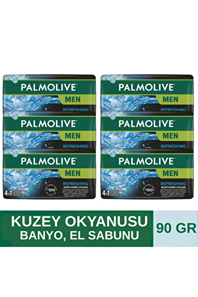 Palmolive MEN NORTHERN OCEAN CANLANDIRICI BANYO, EL SABUNU 4İN1 90GR (6 ADET)
