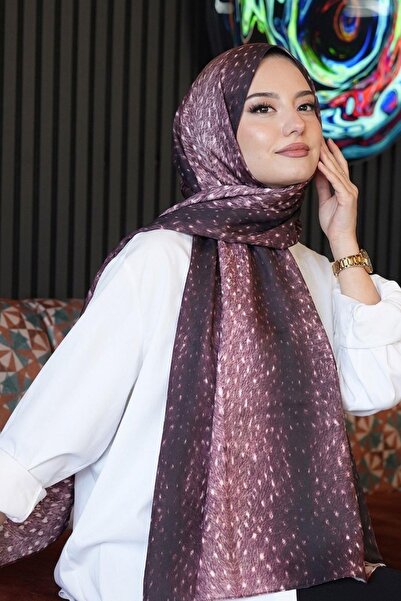 AFVENTE Σάλι από μαλακό βαμβάκι με σχέδιο Ceylan Desen Mürdüm