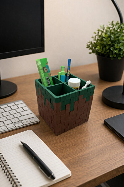 Miora Stüdyo Minecraft Green Grass Block Kalemlik / Düzenleyici Organizer