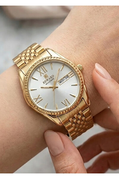 Reward Women's Gold Metal Cord Wristwatch with Calendar 2 Years Warranty