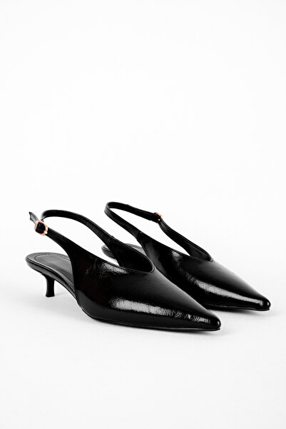 MY DERİ Γυναικεία παπούτσια με μυτερή μύτη και χρυσή πόρπη με λεπτομέρεια αυγ...