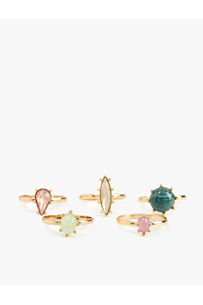 5-Piece Ring Set with Multicolor Gemstone