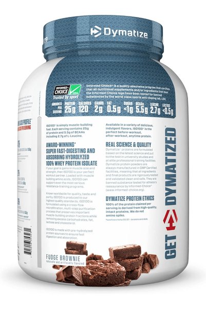 Dymatize بروتين مصل اللبن المعزول والمضبوط بدرجة ISO100، بنكهة الفدج براوني، 2.3 كجم (5 أرطال)