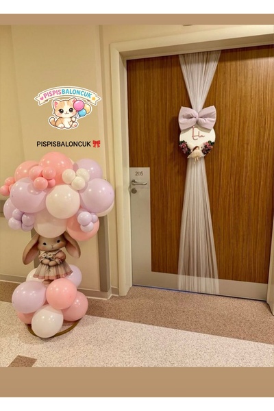 PISPISBALONCUK kız Çocuk Hastane Odası Süsleme pembe beyaz lila 15li balon se...