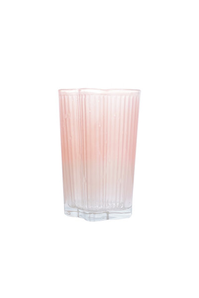 Midi 420ml Ribbed Pink Glass Mug with Modern Design