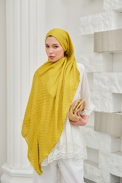Mira İpek Geometric Pattern Cotton Ayrobin Jacquard Shawl Women