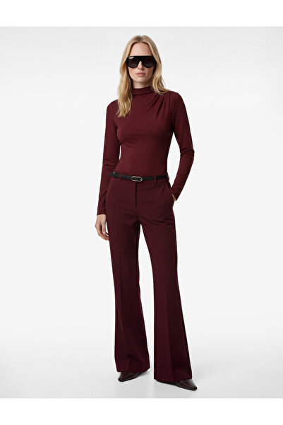 Koton Slim Fit Long Sleeve High Neck Drape Detailed Bodysuit