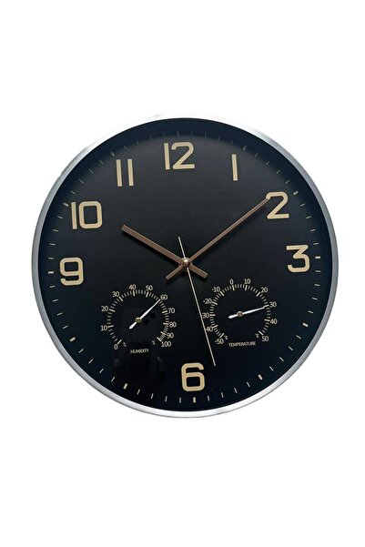 Maple Leaf Home Aluminum Analog Wall Clock with Thermometer & Hygrometer
