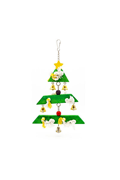 Coollapet 45cm Hanging Wooden Pyramid Bird Toy - Tearing Toy with Cotton Rope...