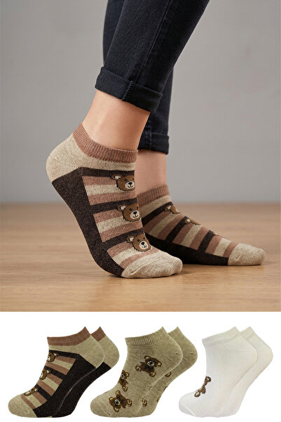 BENİSA ÇORAP Γυναικείες κάλτσες από βαμβακερά μποτάκια πολύχρωμες 3 τεμαχίων