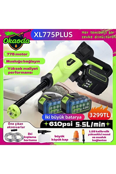 handanca 🚀 2026 YENİ XL775PLUS Musluğa bağlı çift pilli 775 motor, şarjyükse...