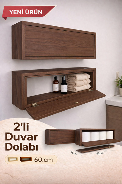Nowella Home 2’li Kapaklı Duvar Dolabı 60 cm | Modern Ahşap Banyo & Mutfak Du...