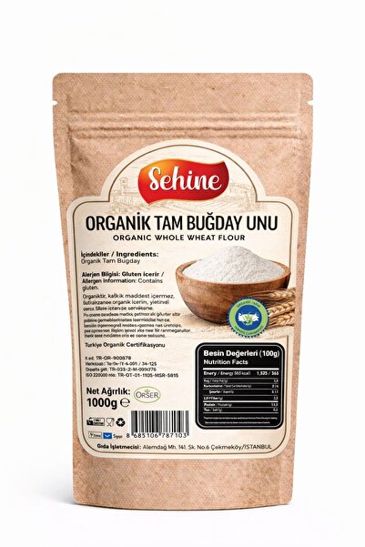 Organik %100 Tam Buğay Unu, 1Kg