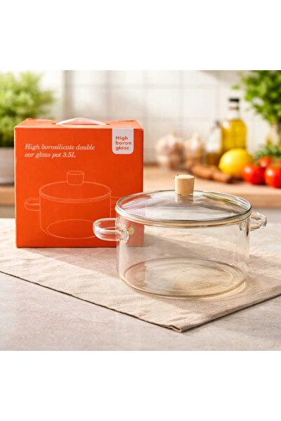 Generic Κατσαρόλα από βοριοπυριτικό γυαλί κορυφαίας ποιότητας 3,5 λίτρων, ανθ...