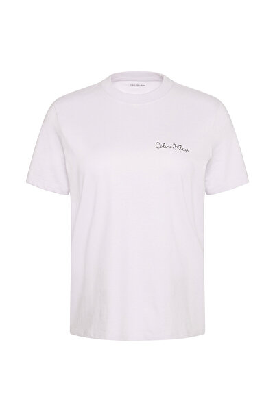 Calvin Klein Kadın Regular Fit Yuvarlak Yakalı %100 Pamuklu Kısa Kollu Mor T-...