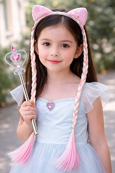 TAKIŞTIR Pembe Renk Taç/Asa Set