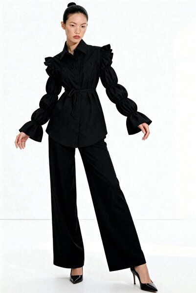 HAKKE Σετ με τουνίκ με λεπτομέρεια στα μανίκια και παντελόνι παλάτσο d