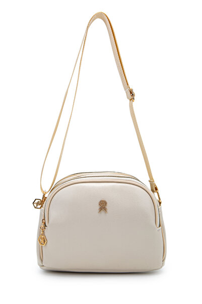 minebag Zippered Multi-Compartment Willson Women's Crossbody Bag Cream