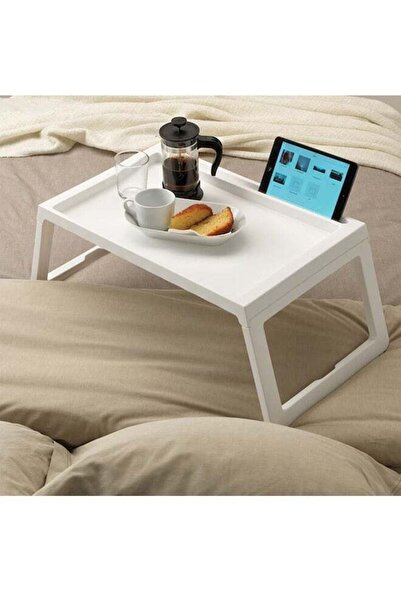 Concept Home طاولة سرير بلاستيكية قابلة للطي باللون الأبيض مقاس 68x27.5x35.8 سم