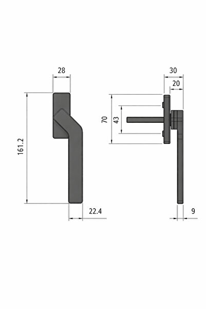 WIEK AYNALI TAMAMEN ALÜMİNYUM KIVRIK PENCERE KOLU SAĞ – 7MM KARE MİLLİ