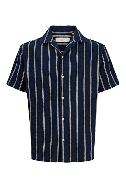 Jack & Jones Jorcoba Stripe Resort Navy Blue Men's Shirt 12271060