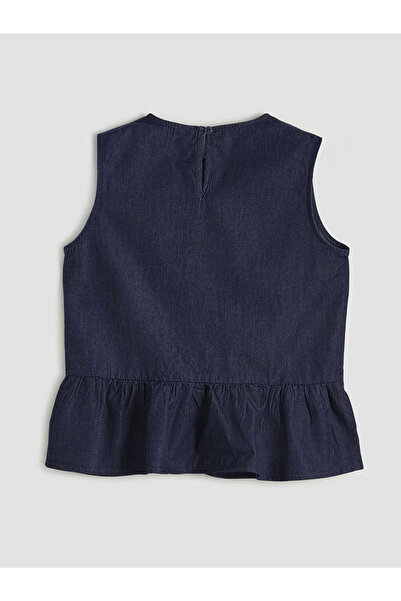 LC Waikiki Κοριτσίστικη τζιν μπλούζα με φιόγκο και βολάν