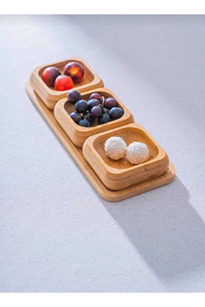 elfnur Bambu Çok Amaçlı Çerezlik ve Kahvaltılık - Sunum Tepsili - 3lü Kare