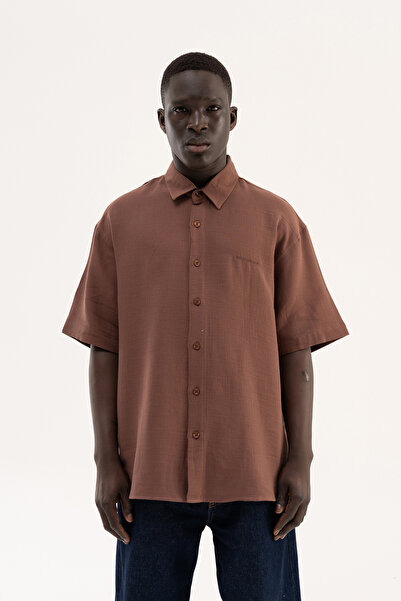Machinist Men's Basic Cotton Shirt Brown